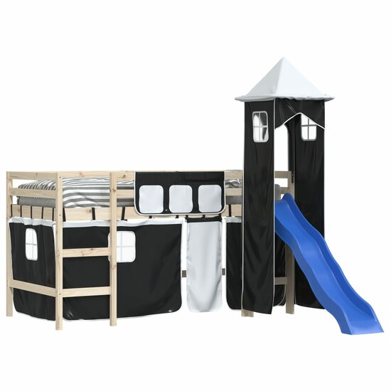 Gordijnen Voor Hoogslaper Met Toren Polyester Wit En Zwart