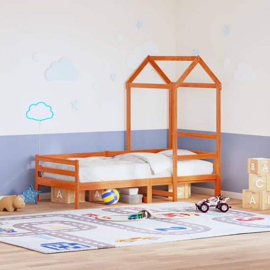 Kinderbedhuisje 108X70X176,5 Cm Massief Grenenhout 108 x 70 x 176.5 cm Wasbruin