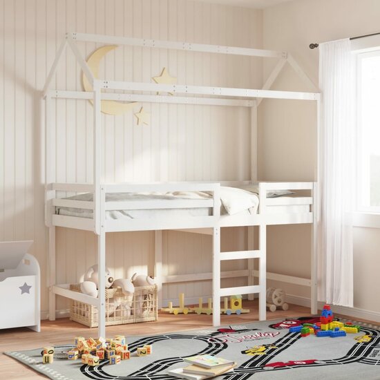 Kinderbedhuisje 217X95,5X159 Cm Massief Grenenhout 217 x 95.5 x 159 cm Wit