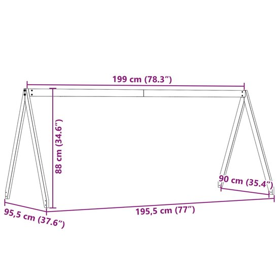 Kinderbedhuisje 199X95,5X88 Cm Massief Grenenhout 199 x 95.5 x 88 cm Naturel
