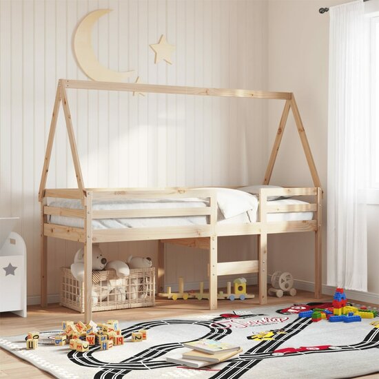 Kinderbedhuisje 209X95,5X88 Cm Massief Grenenhout 209 x 95.5 x 88 cm Naturel
