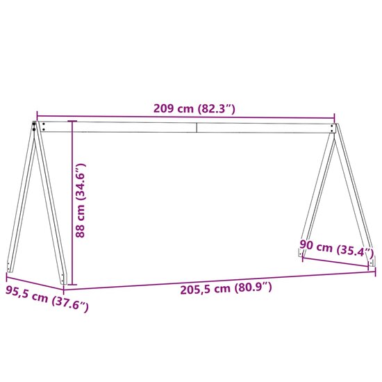 Kinderbedhuisje 209X95,5X88 Cm Massief Grenenhout 209 x 95.5 x 88 cm Naturel