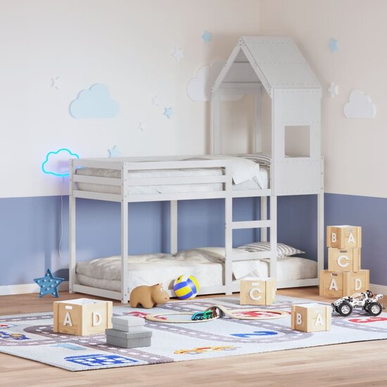 Kinderbedhuisje Massief Grenenhout 55 x 84 x 132 cm Wit
