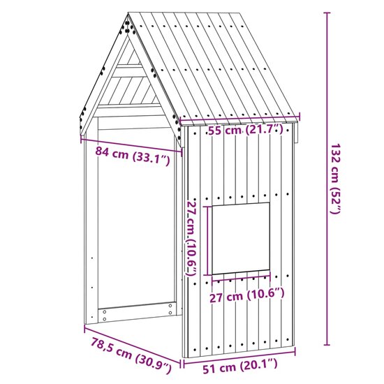 Kinderbedhuisje Massief Grenenhout 55 x 84 x 132 cm Wit