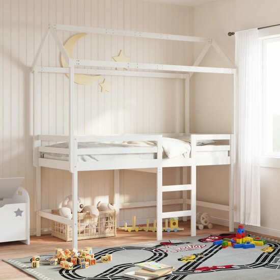 Kinderbedhuisje 207X80,5X151,5 Cm Massief Grenenhout 207 x 80.5 x 151.5 cm Wit