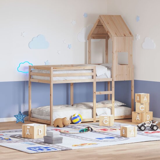 Kinderbedhuisje 55X99X139,5 Cm Massief Grenenhout 55 x 99 x 139.5 cm Naturel
