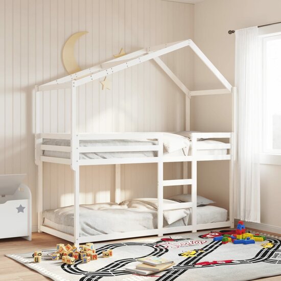 Kinderbedhuisje 213X95,5X144,5 Cm Massief Grenenhout 213 x 95.5 x 144.5 cm Wit