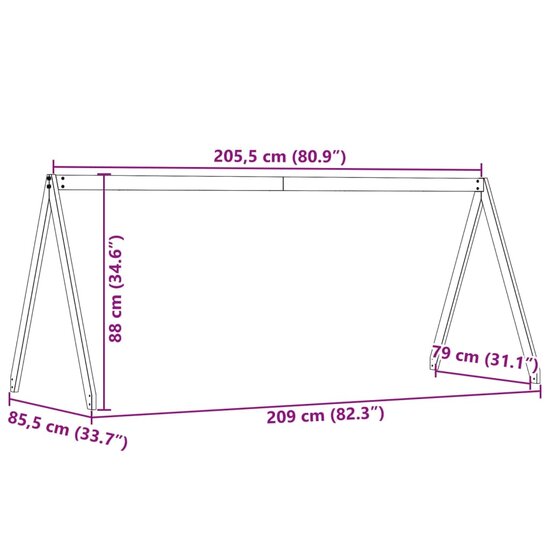Kinderbedhuisje 209X85,5X88 Cm Massief Grenenhout 209 x 85.5 x 88 cm Naturel