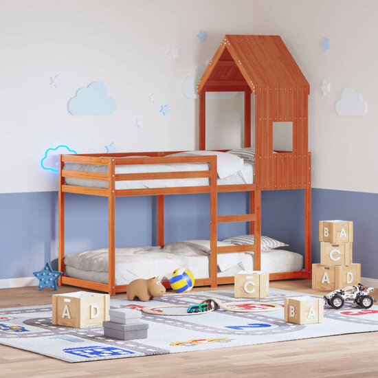 Kinderbedhuisje 60X89X134,5 Cm Massief Grenenhout 60 x 89 x 134.5 cm Wasbruin