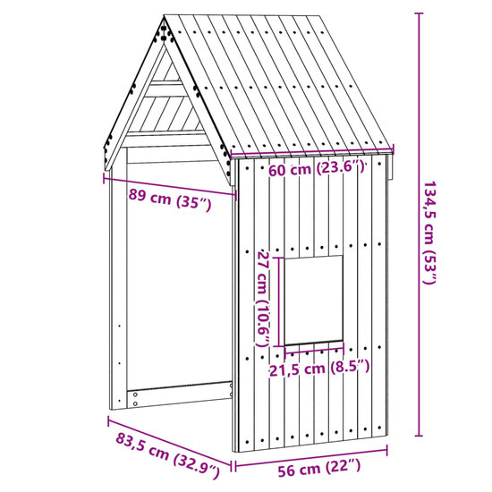 Kinderbedhuisje 60X89X134,5 Cm Massief Grenenhout 60 x 89 x 134.5 cm Wasbruin