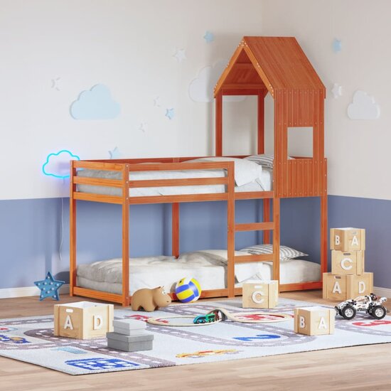 Kinderbedhuisje 55X99X139,5 Cm Massief Grenenhout 55 x 99 x 139.5 cm Wasbruin