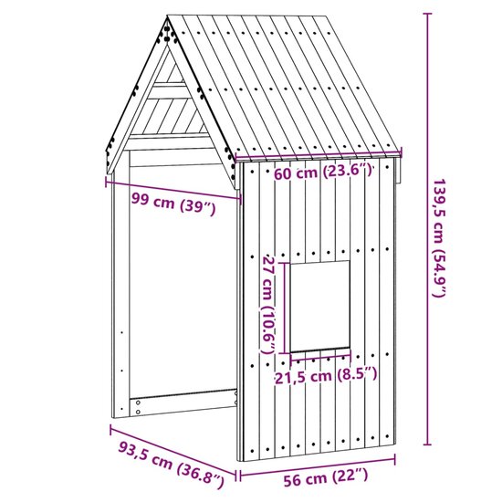 Kinderbedhuisje 60X99X139,5 Cm Massief Grenenhout 60 x 99 x 139.5 cm Wasbruin