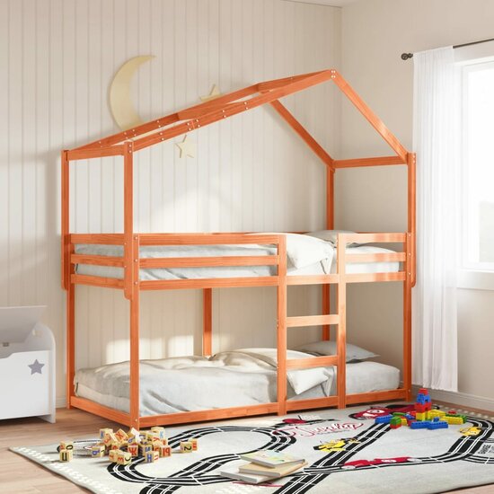 Kinderbedhuisje 213X95,5X144,5 Cm Massief Grenenhout 213 x 95.5 x 144.5 cm Wasbruin