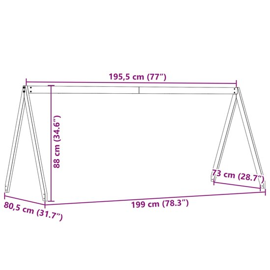 Kinderbedhuisje 199X80,5X88 Cm Massief Grenenhout 199 x 80.5 x 88 cm Wasbruin