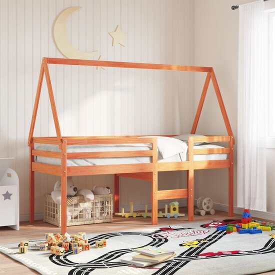 Kinderbedhuisje 209X95,5X88 Cm Massief Grenenhout 209 x 95.5 x 88 cm Wasbruin