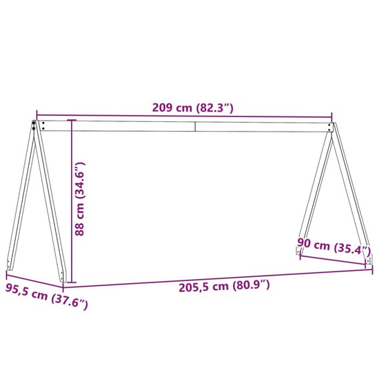 Kinderbedhuisje 209X95,5X88 Cm Massief Grenenhout 209 x 95.5 x 88 cm Wasbruin