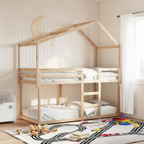 Kinderbedhuisje 213X95,5X144,5 Cm Massief Grenenhout 213 x 95.5 x 144.5 cm Naturel