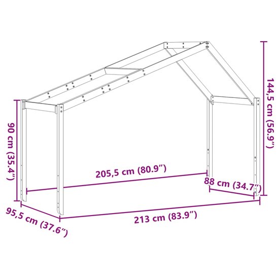 Kinderbedhuisje 213X95,5X144,5 Cm Massief Grenenhout 213 x 95.5 x 144.5 cm Naturel