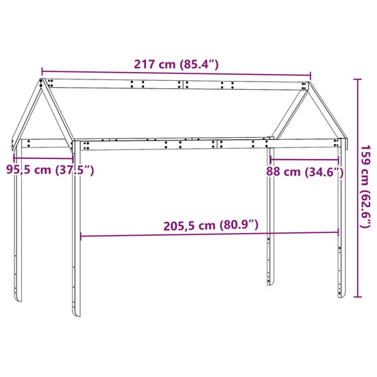 Kinderbedhuisje 217X95,5X159 Cm Massief Grenenhout 217 x 95.5 x 159 cm Naturel