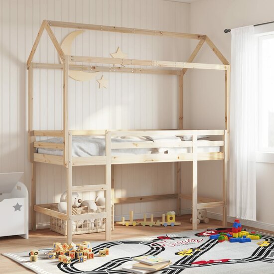 Kinderbedhuisje 207X95,5X159 Cm Massief Grenenhout 207 x 95.5 x 159 cm Naturel