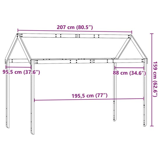 Kinderbedhuisje 207X95,5X159 Cm Massief Grenenhout 207 x 95.5 x 159 cm Naturel
