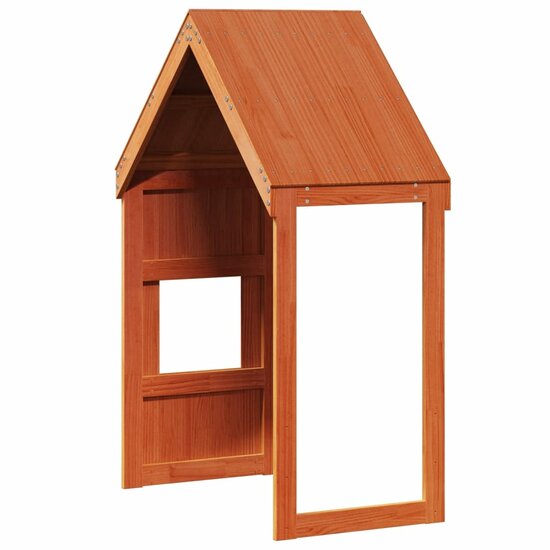 Kinderbedhuisje 55x84x132 cm massief grenenhout wasbruin
