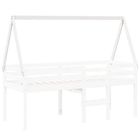 Kinderbedhuisje 209x95,5x88 cm massief grenenhout wit