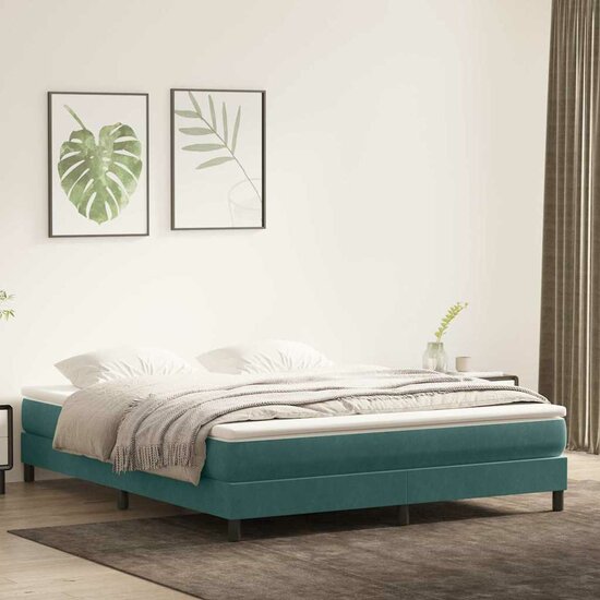 Boxspringbed Zonder Matras Fluweel Donkergroen 180 x 220 cm 25 cm