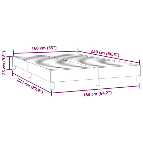 Bed Boxspring Zonder Matras Fluweel Zwart 160 x 220 cm 25 cm