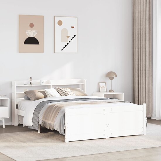 Bedframe met hoofdeinde zonder matras 140x200 cm wit