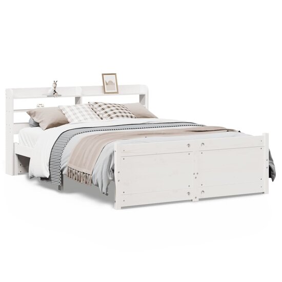 Bedframe met hoofdeinde zonder matras 140x200 cm wit