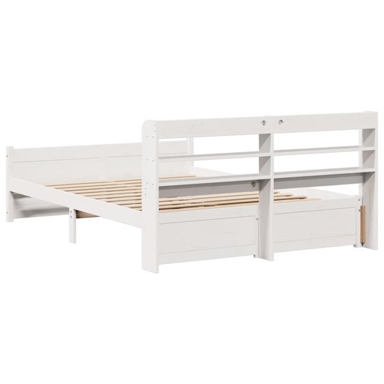 Bedframe met hoofdeinde zonder matras 140x200 cm wit