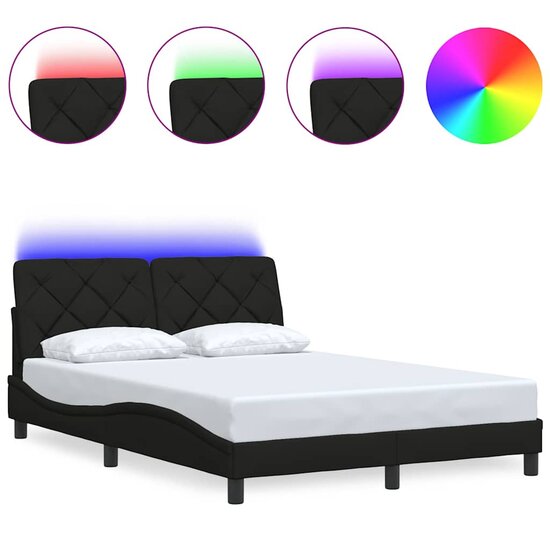 Bedframe met LED zonder matras 140x190 cm stof zwart