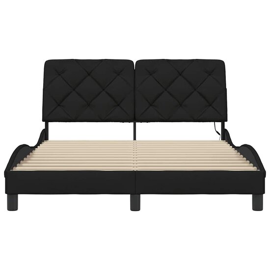 Bedframe met LED zonder matras 140x190 cm stof zwart