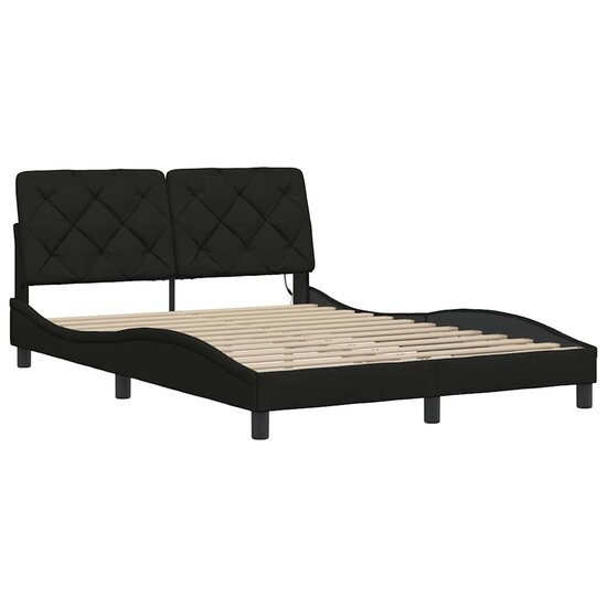 Bedframe met LED zonder matras 140x190 cm stof zwart