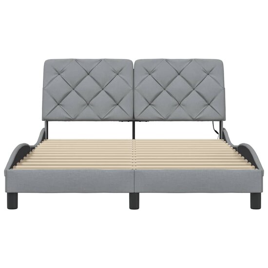 Bedframe met LED zonder matras stof 140x190 cm lichtgrijs