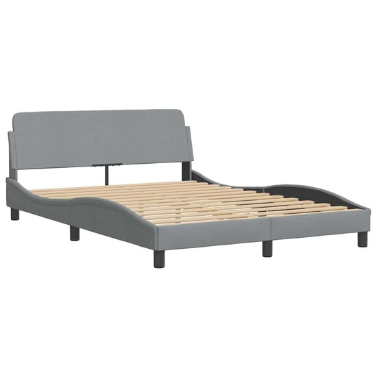 Bedframe met LED zonder matras stof 140x190 cm lichtgrijs