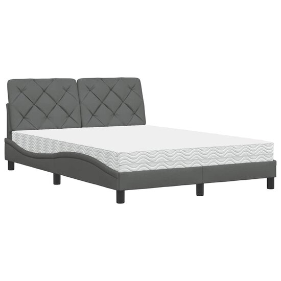 Bed met matras stof donkergrijs 120x200 cm