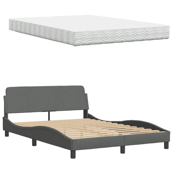 Bed met matras stof donkergrijs 120x200 cm