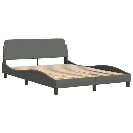 Bedframe met LED zonder matras 120x200 cm stof donkergrijs