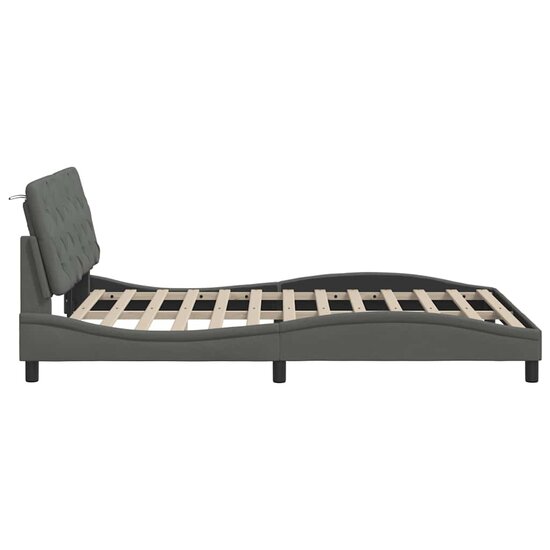 Bedframe met LED zonder matras 120x200 cm stof donkergrijs