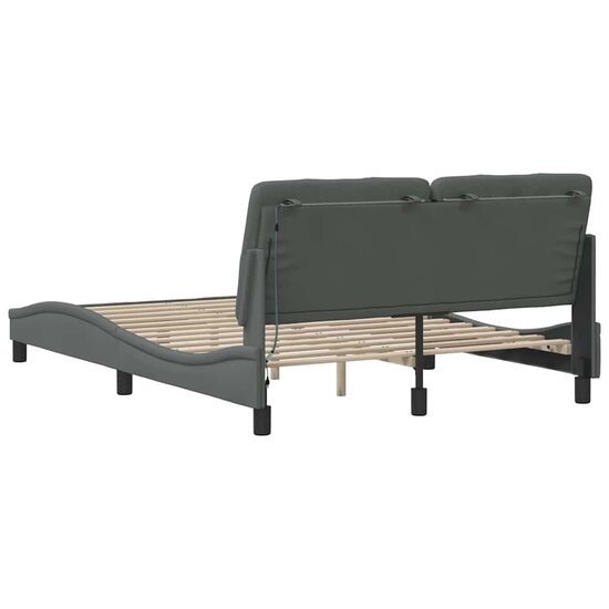 Bedframe met LED zonder matras 120x200 cm stof donkergrijs