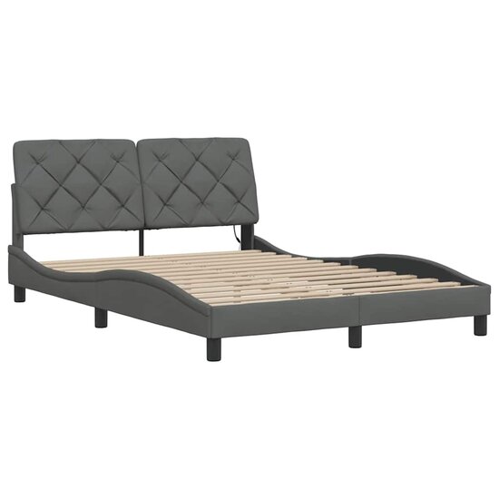 Bedframe met LED zonder matras 120x200 cm stof donkergrijs