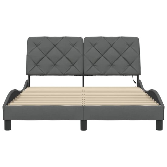 Bedframe met LED zonder matras 120x200 cm stof donkergrijs