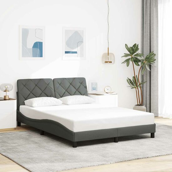 Bedframe zonder matras 120x200 cm stof donkergrijs