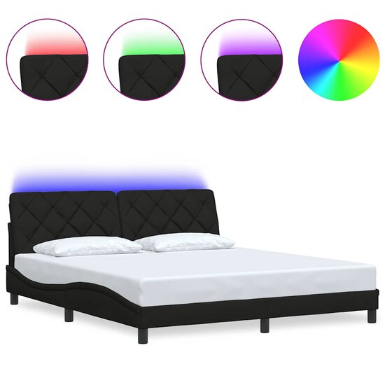 Bedframe met LED zonder matras 180x200 cm stof zwart