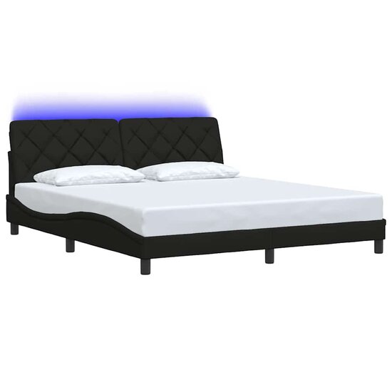 Bedframe met LED zonder matras 180x200 cm stof zwart