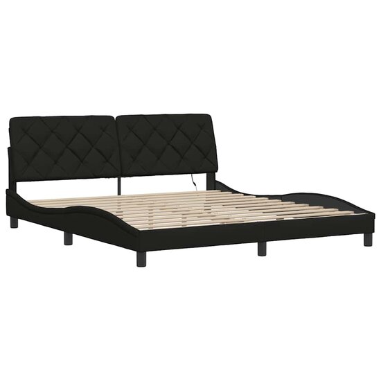 Bedframe met LED zonder matras 180x200 cm stof zwart
