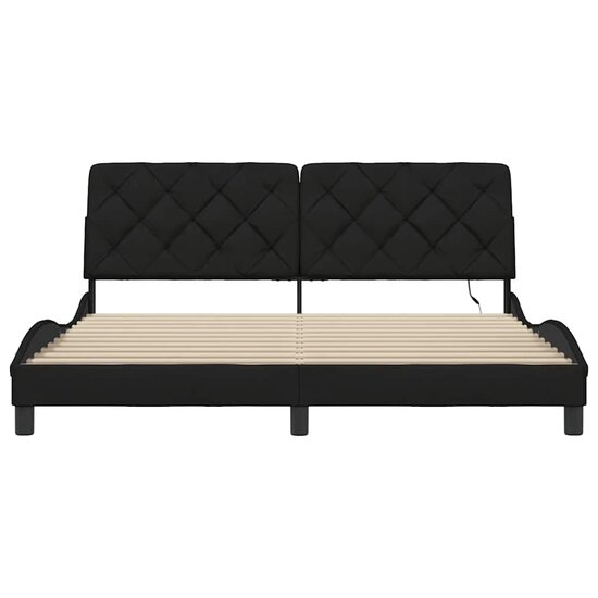 Bedframe met LED zonder matras 180x200 cm stof zwart