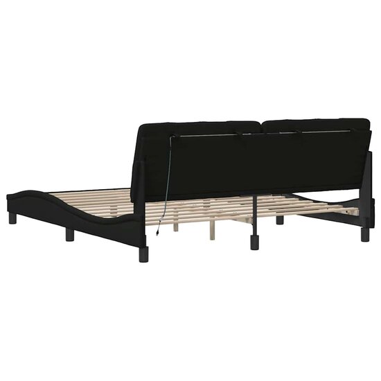 Bedframe met LED zonder matras 180x200 cm stof zwart